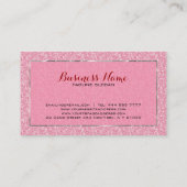 ピンクグリッター及び金属銀色のアクセント 名刺 (裏面)