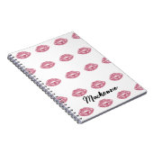 ピンクグリッター唇と名前をカスタムする ノートブック (右側)