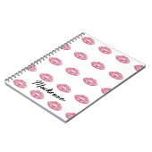 ピンクグリッター唇と名前をカスタムする ノートブック (左側)