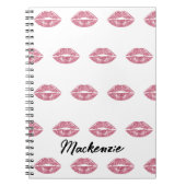 ピンクグリッター唇と名前をカスタムする ノートブック (正面)