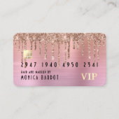 ピンクグリッター垂れヘアメイクアップフェイククレジットカード 名刺 (正面)