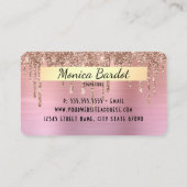 ピンクグリッター垂れヘアメイクアップフェイククレジットカード 名刺 (裏面)