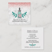 ピンクグリッター大理石アロマセラピービジネスロゴ スクエア名刺 (正面/裏面)