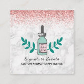 ピンクグリッター大理石アロマセラピービジネスロゴ スクエア名刺 (正面)