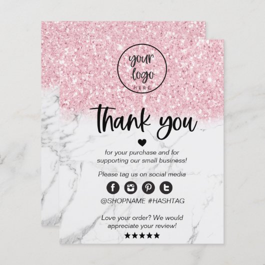 ピンクグリッター大理石ビジネスご注文 (正面/裏面)
