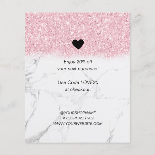 ピンクグリッター大理石ビジネスご注文 (裏面)