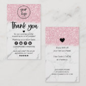 ピンクグリッター大理石ビジネスご注文 名刺 (正面/裏面)