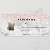 ピンクグリッター大理石ロゴビジネス用商品券 (正面/裏面)