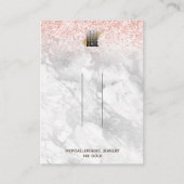 ピンクグリッター大理石ロゴヘアクリップディスプレイ 名刺 (正面)