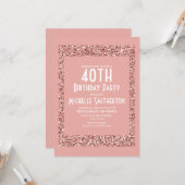 ピンクグリッター女子40歳の誕生日カード カード (正面/裏面インサイチュ)