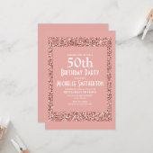 ピンクグリッター女子50誕生日カード カード (正面/裏面インサイチュ)