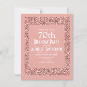 ピンクグリッター女子70誕生日 カード (正面)