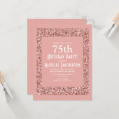 ピンクグリッター女子75誕生日 カード (正面/裏面インサイチュ)