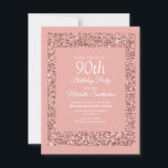 ピンクグリッター女子90誕生日 カード<br><div class="desc">エレガントとトレンディーモダンピンクグリッター90歳の誕生日パーティーの女性への招待。このカースタイリッシュドはスクリプエレガントトフォントとピンク色のグリッターフレームを持つ。文字、フォント、および背景色はZazzleのデザインツールで完全にカスタマイズ可能であもしり、フォントと背景色を変更したり、90歳ではない人のためにこのカードをデザインしたい場合は、それを行く。カスタマイ連絡ズでも、一致する製品を要求するための私たち。</div>