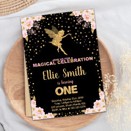 ピンクグリッター妖精誕生日招待状 招待状