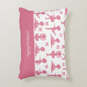 ピンクグリッター小さな女の子バレリーナバレエパターン アクセントクッション (正面(垂直))