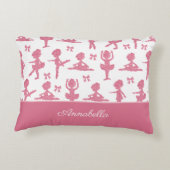ピンクグリッター小さな女の子バレリーナバレエパターン アクセントクッション (裏面)