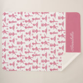 ピンクグリッター小さな女の子バレリーナバレエパターン シェルパブランケット (正面(横))