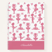 ピンクグリッター小さな女の子バレリーナバレエパターン ノートブック (正面)