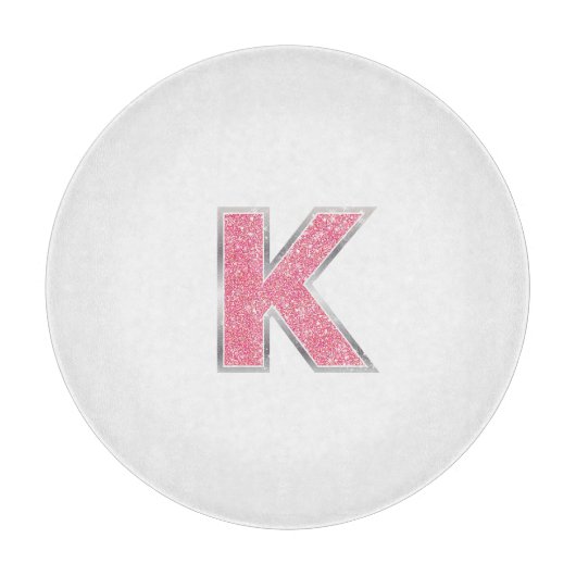 ピンクグリッター文字K カッティングボード (正面)