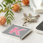 ピンクグリッター文字K キーホルダー (側面)