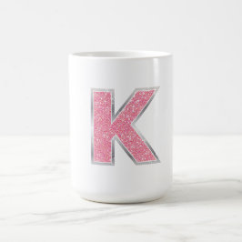 ピンクグリッター文字K コーヒーマグカップ