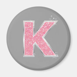 ピンクグリッター文字K マグネット