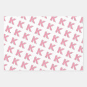 ピンクグリッター文字K ラッピングペーパーシート (正面)