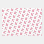 ピンクグリッター文字K ラッピングペーパーシート (正面3)