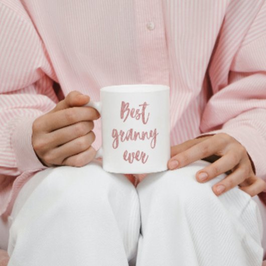 ピンクグリッター書道最高のグラニーエバー コーヒーマグカップ