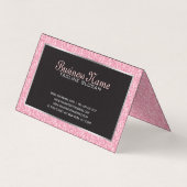 ピンクグリッター模様と黒色の銀色 名刺 (裏面)