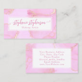 ピンクグリッター水彩ファッションスタイリストモダン 名刺 (正面/裏面)