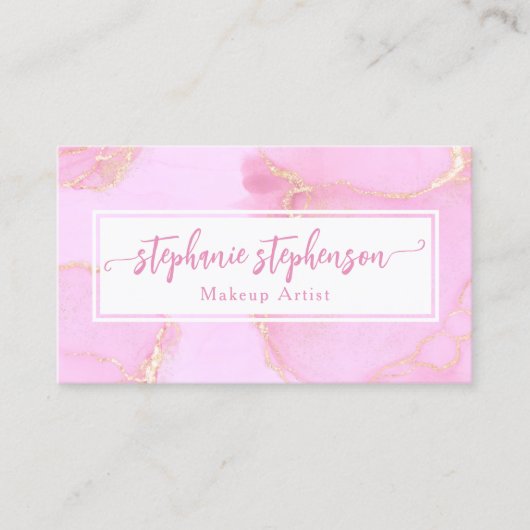 ピンクグリッター水彩ファッションスタイリストモダン 名刺 (正面)