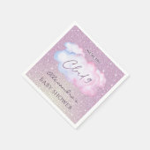 ピンクグリッター水彩雲ベビーシャワー スタンダードカクテルナプキン (角)