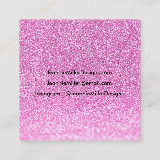 ピンクグリッター注文ありがとう スクエア名刺 (裏面)