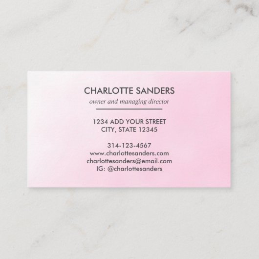 ピンクグリッター滴下絵を描グラデント 名刺 (裏面)