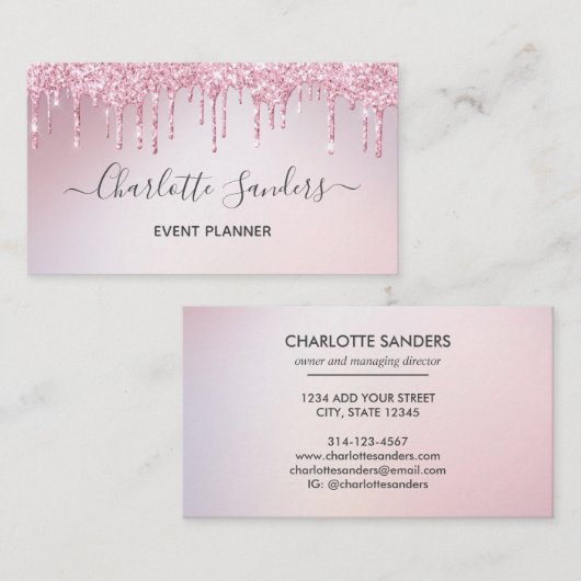 ピンクグリッター滴下絵を描 名刺 (正面/裏面)