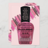 ピンクグリッター爪、 ネイルポーランドスパデイブライダルシャワー 招待状 (正面/裏面)