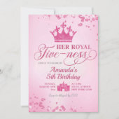 ピンクグリッター王室の活性誕生日 招待状 (正面)