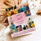 ピンクグリッター甘い16誕生日11フォトコラージュ カード