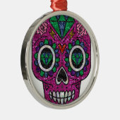 ピンクグリッター糖スカル メタルオーナメント (右)