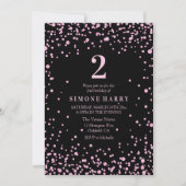 ピンクグリッター紙吹雪ガールズ2nd誕生日招待状 招待状 (正面)