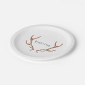 ピンクグリッター素朴〔雄ジカの〕枝角ウッドジーグラムシックパーティー ペーパープレート (アングル)