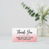 ピンクグリッター美しいサロンモダン割引カード 名刺 (スタンド正面)