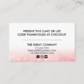 ピンクグリッター美しいサロンモダン割引カード 名刺 (裏面)