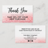 ピンクグリッター美しいサロンモダン割引カード 名刺 (正面/裏面)