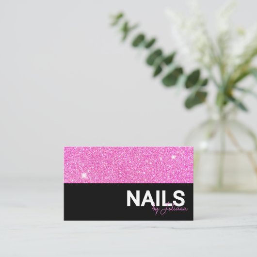 ピンクグリッター美しいサロンロイヤリティカード 名刺 (スタンド正面)