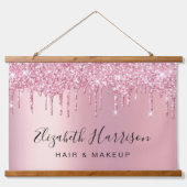 ピンクグリッター美しいサロン 吊り下げ型タペストリー (正面)