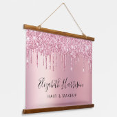 ピンクグリッター美しいサロン 吊り下げ型タペストリー (傾斜あり)