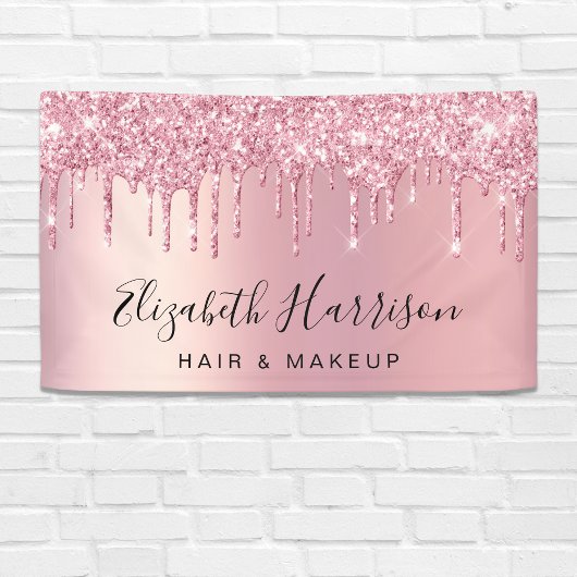ピンクグリッター美しいサロン 横断幕